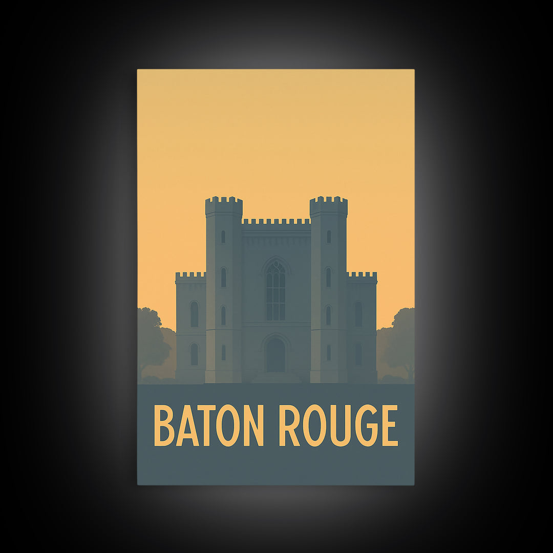 Baton Rouge Travel Poster, Canvas Print, Minimalist Retro Wall Art, Baton Rouge Wall Art, Modern Wall Decor, Retro Travel Print