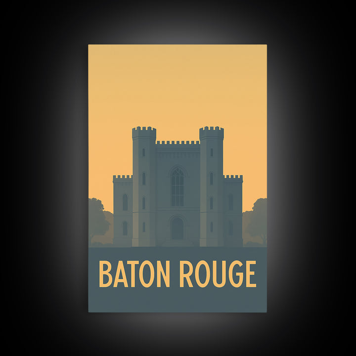 Baton Rouge Travel Poster, Canvas Print, Minimalist Retro Wall Art, Baton Rouge Wall Art, Modern Wall Decor, Retro Travel Print