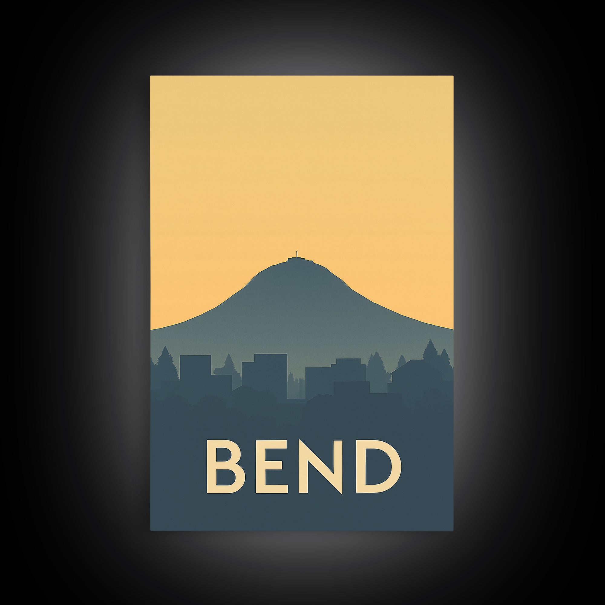 Bend Travel Poster, Framed Canvas Print, Vintage City Poster Art, Bend City Art, Retro Travel Print, City Art Print, Vintage City Art