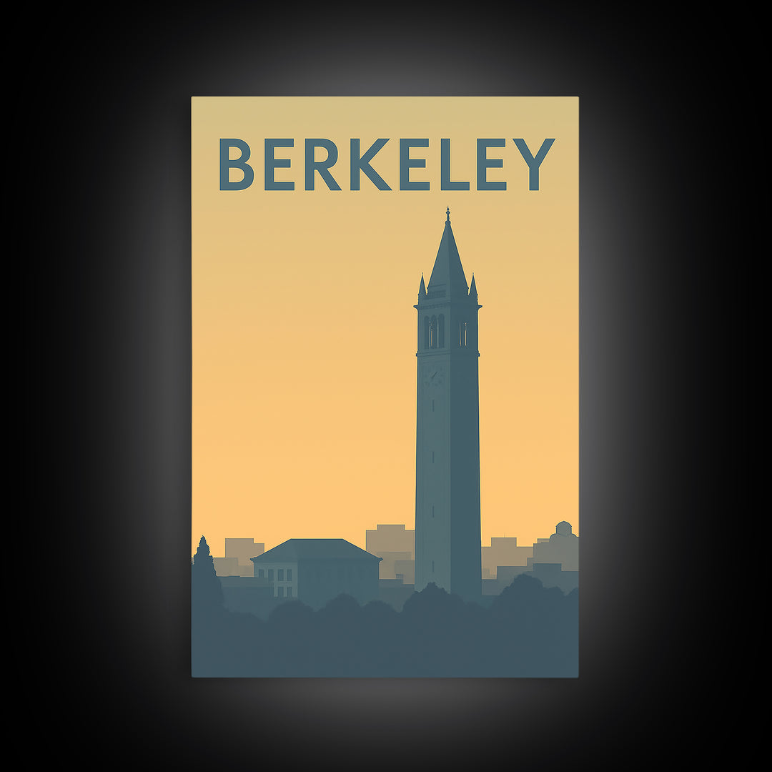 Berkeley California Travel Poster, Canvas Print, Sunset Skyline Wall Art, Berkeley Print, Travel Wall Art, Wall Decor, Travel Art Print