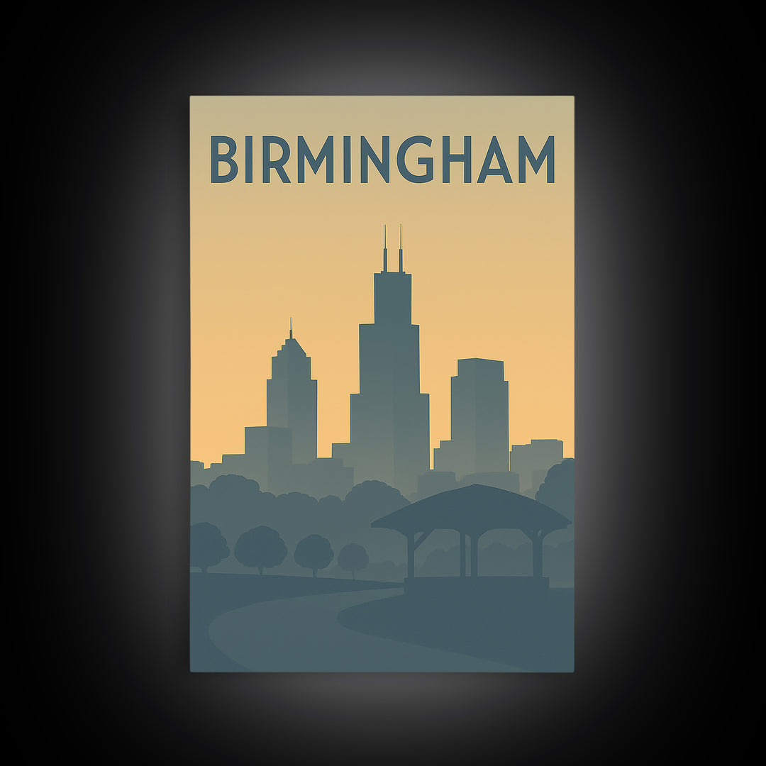 Birmingham Alabama Travel Poster, Canvas Print, Mid Century Travel Art, Birmingham Poster Print, Retro Travel Print, Travel Wall Art