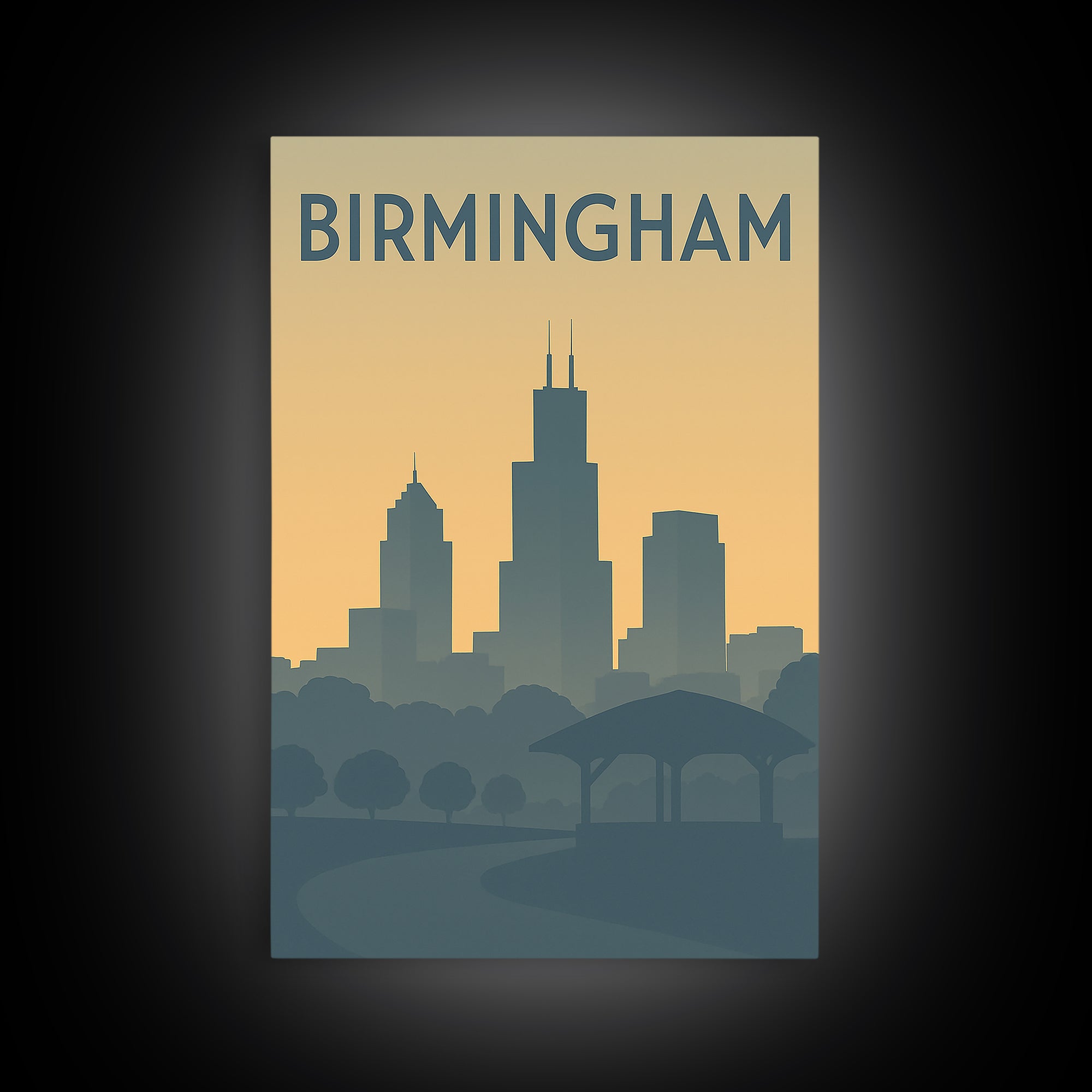 Birmingham Alabama Travel Poster, Canvas Print, Mid Century Travel Art, Birmingham Poster Print, Retro Travel Print, Travel Wall Art