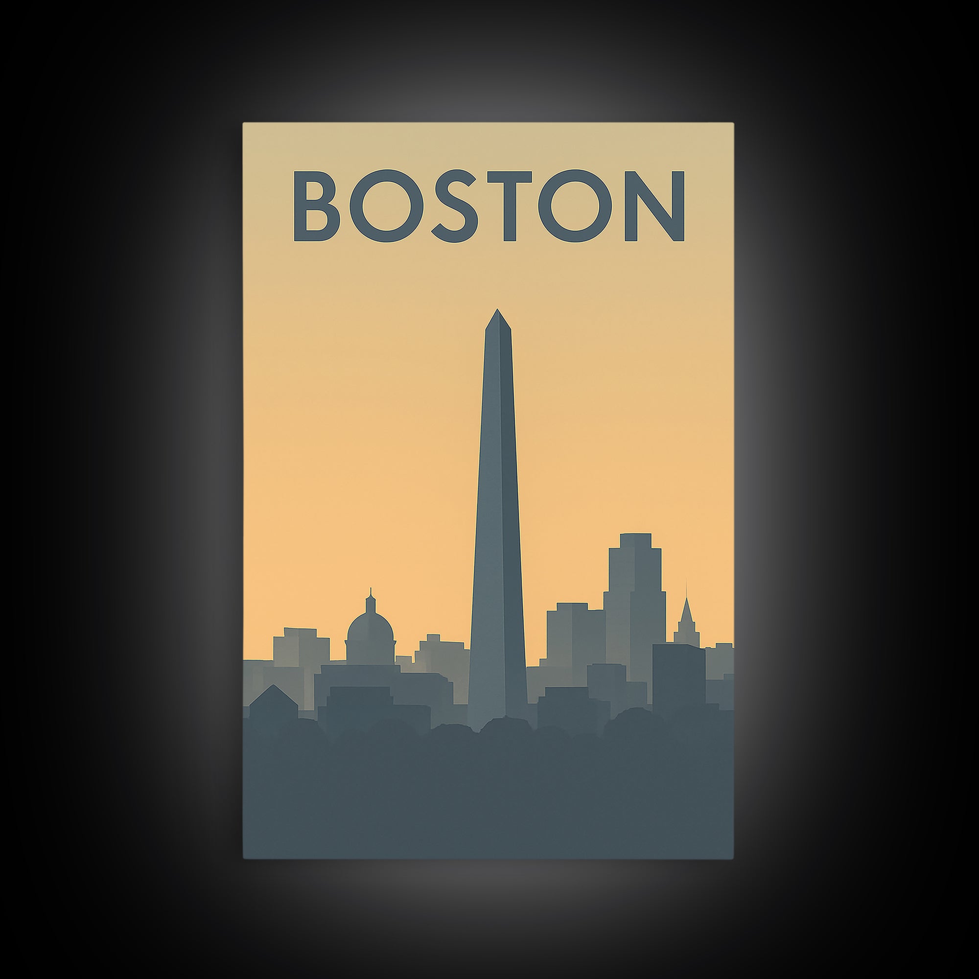 Boston Massachusetts Travel Poster, Canvas Print, Mid Century Travel Art, Boston Travel Art, Office Decor, Gift For Travelers, City Poster