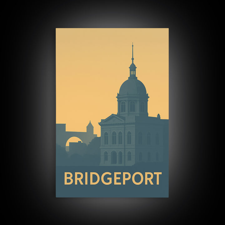 Bridgeport Connecticut Travel Poster, Canvas Print, Vintage City Poster Art, Bridgeport Travel Art, Wall Art, Vintage City Poster