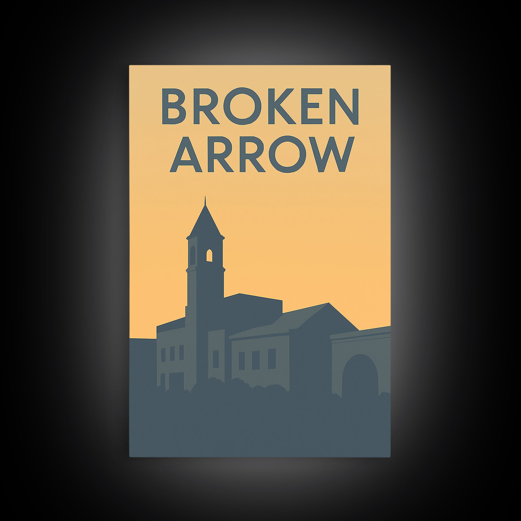 Broken Arrow Oklahoma Travel Poster, Canvas Print, Minimalist Retro Wall Art, Broken Arrow Art Print, Travel Poster Set, Vintage City Art