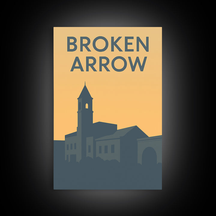 Broken Arrow Oklahoma Travel Poster, Canvas Print, Minimalist Retro Wall Art, Broken Arrow Art Print, Travel Poster Set, Vintage City Art