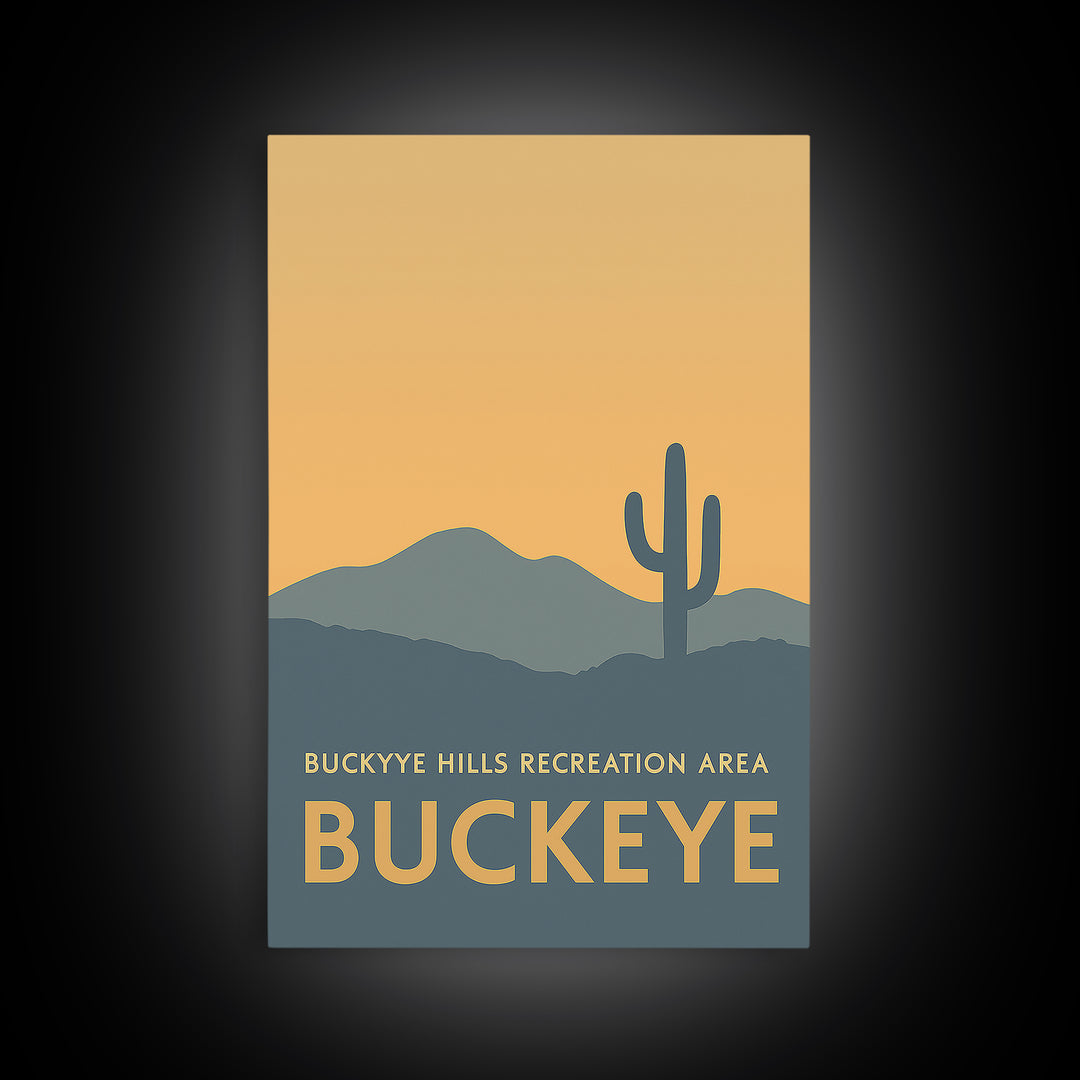 Buckeye Arizona Travel Poster, Framed Canvas Print, Mid Century Travel Art, Buckeye Art Print, Modern Wall Decor, Retro Travel Print