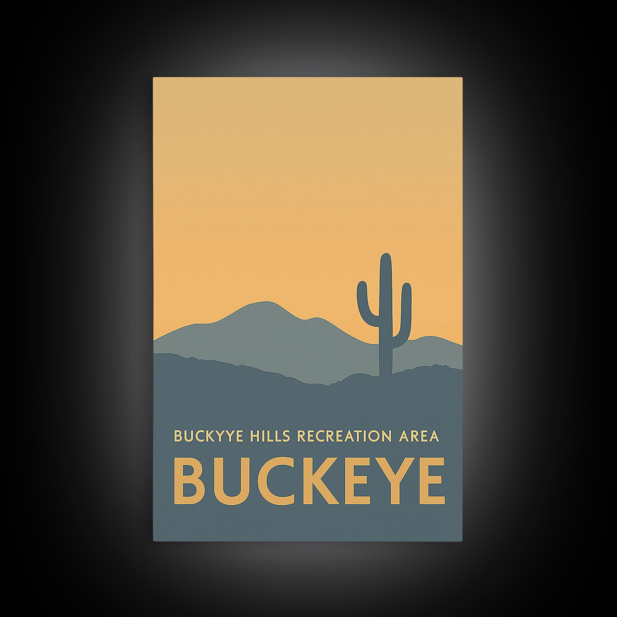 Buckeye Arizona Travel Poster, Framed Canvas Print, Mid Century Travel Art, Buckeye Art Print, Modern Wall Decor, Retro Travel Print