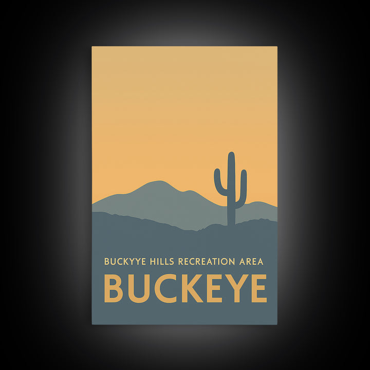 Buckeye Arizona Travel Poster, Framed Canvas Print, Mid Century Travel Art, Buckeye Art Print, Modern Wall Decor, Retro Travel Print