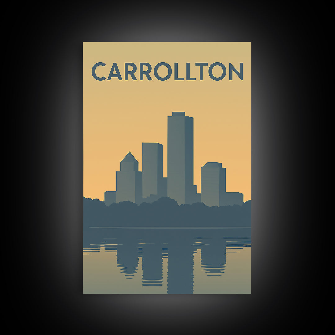 Carrollton Travel Poster, Canvas Print, Mid Century Travel Art, Carrollton Art Print, Mid Century Wall Art, Living Room Wall Art