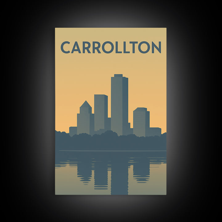 Carrollton Travel Poster, Canvas Print, Mid Century Travel Art, Carrollton Art Print, Mid Century Wall Art, Living Room Wall Art