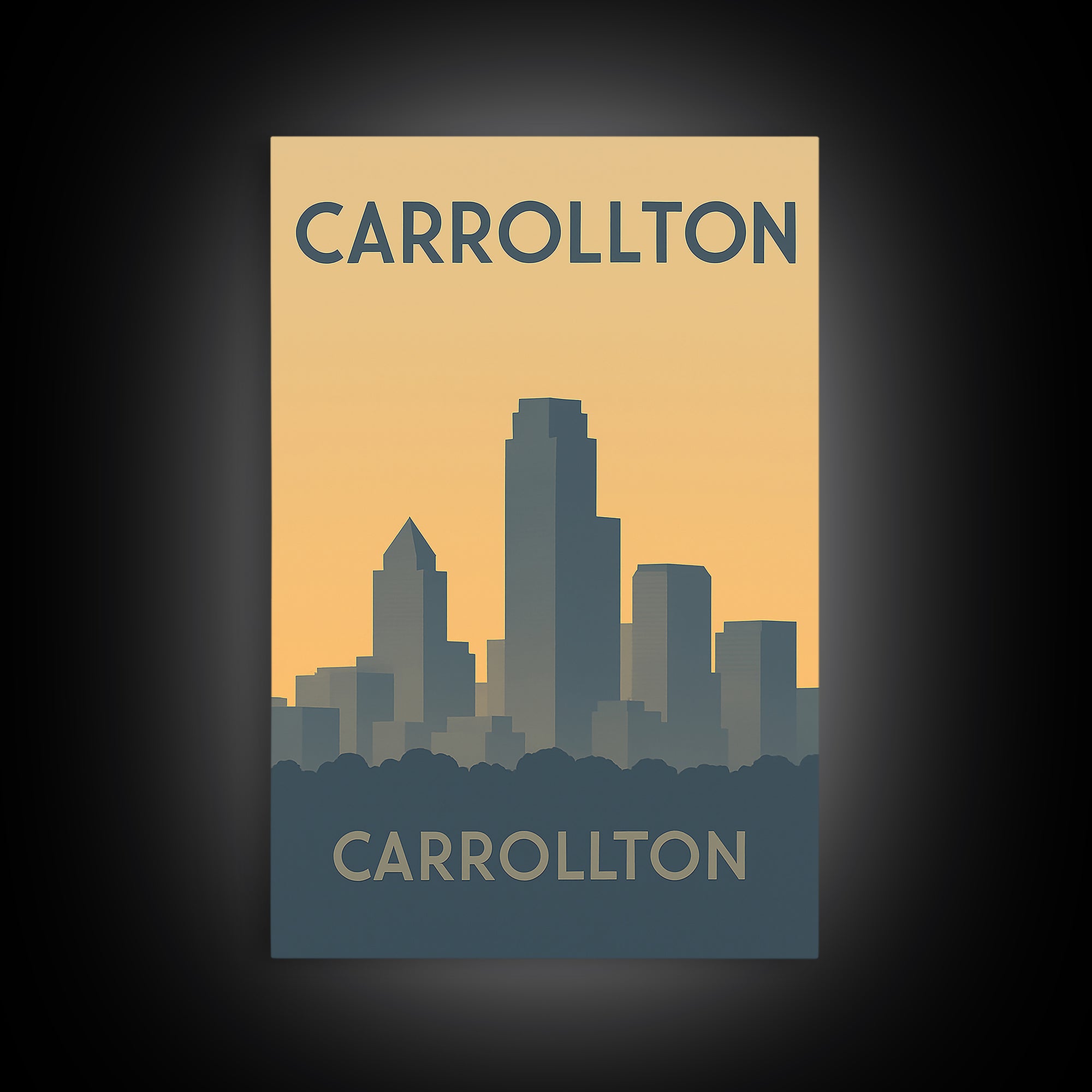 Carrollton Travel Poster, Canvas Print, Minimalist Retro Wall Art, Carrollton City Art, Living Room Wall Art, Vintage City Art