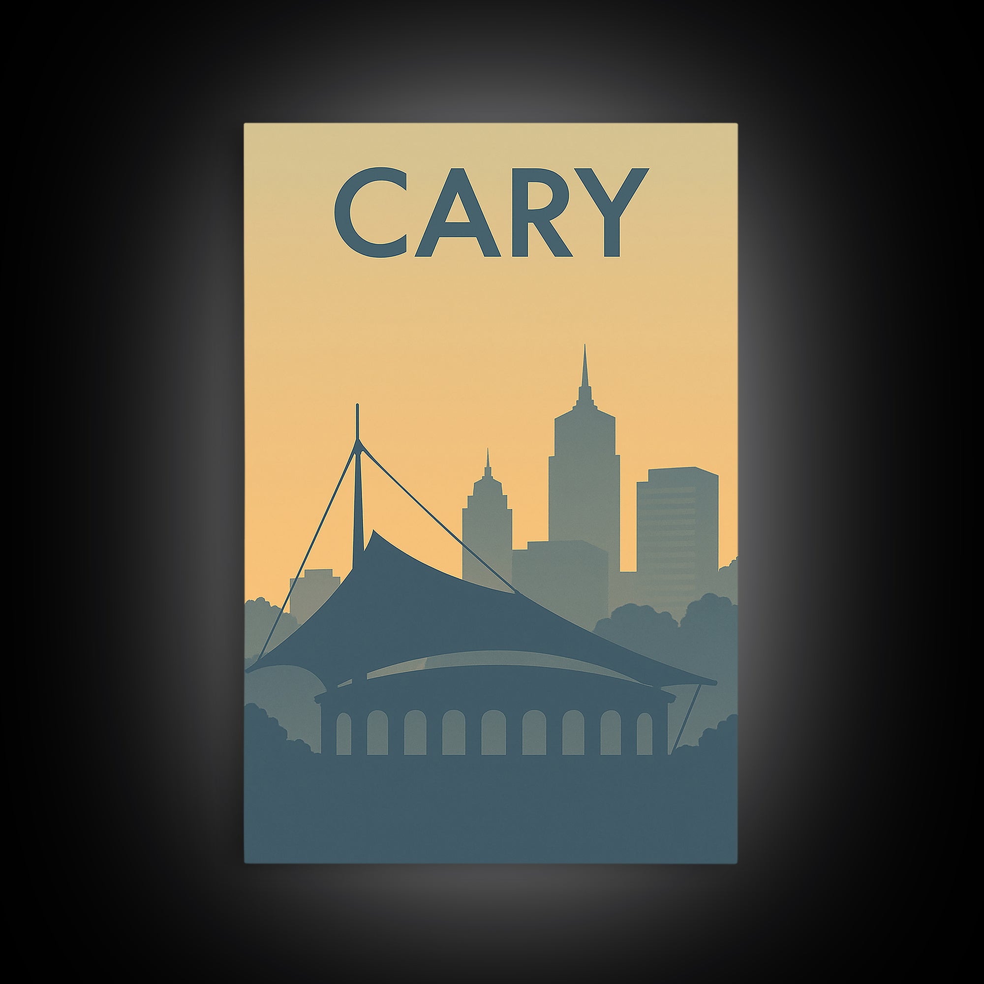 Cary Travel Poster, Canvas Print, Minimalist Retro Wall Art, Cary Art Print, City Travel Prints, Travel Poster Set, Travel Wall Decor