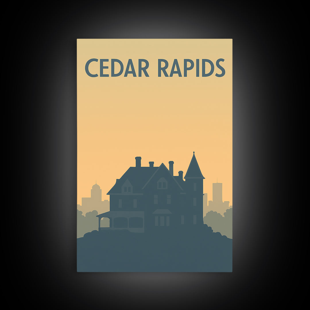 Cedar Rapids Iowa Travel Poster, Canvas Print, Minimalist Retro Wall Art, Cedar Rapids Art Print, Modern Wall Decor, Travel Poster Art