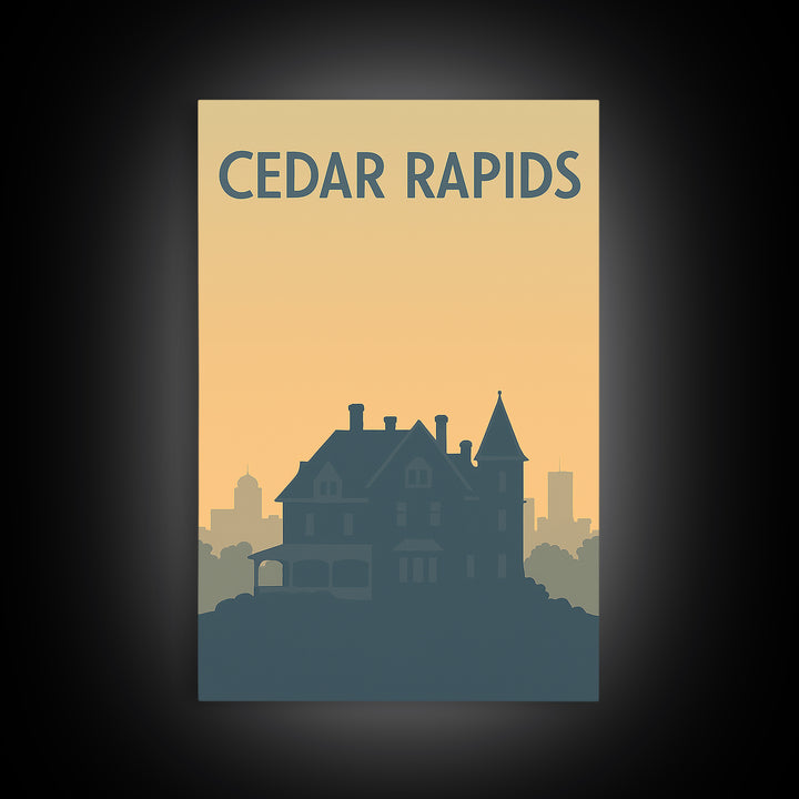 Cedar Rapids Iowa Travel Poster, Canvas Print, Minimalist Retro Wall Art, Cedar Rapids Art Print, Modern Wall Decor, Travel Poster Art