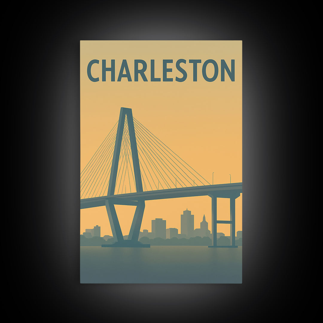 Charleston South Carolina Travel Poster, Canvas Print, Travel Art, Charleston Wall Art, Wall Decor, Wanderlust Decor, City Travel Prints