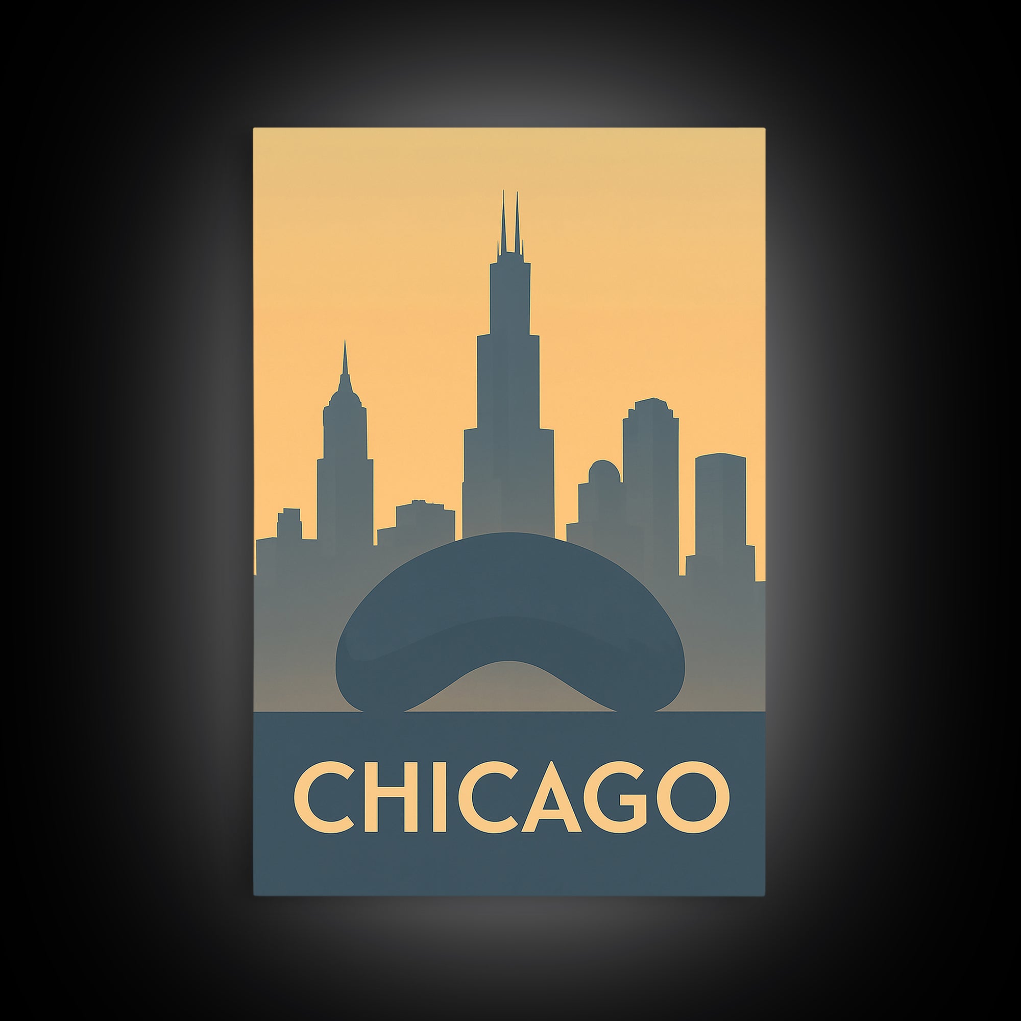 Chicago Illinois Travel Poster, Canvas Print, Retro Wall Art, Chicago Travel Art, Fine Art Print, Vintage City Art, Travel Art Print