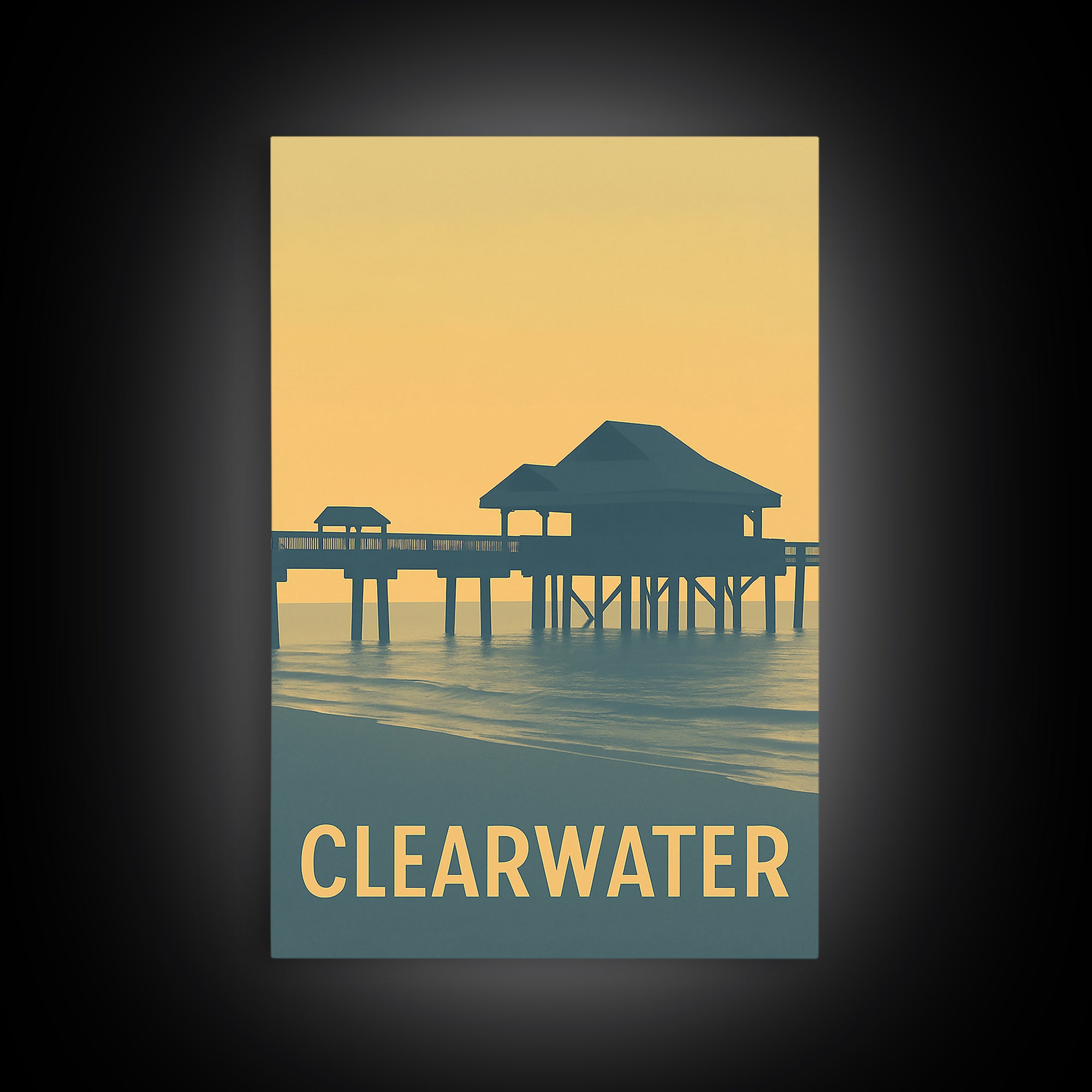 Clearwater Florida Travel Poster, Canvas Print, Sunset Skyline Wall Art, Clearwater Travel Art, Travel Poster Set, City Travel Prints