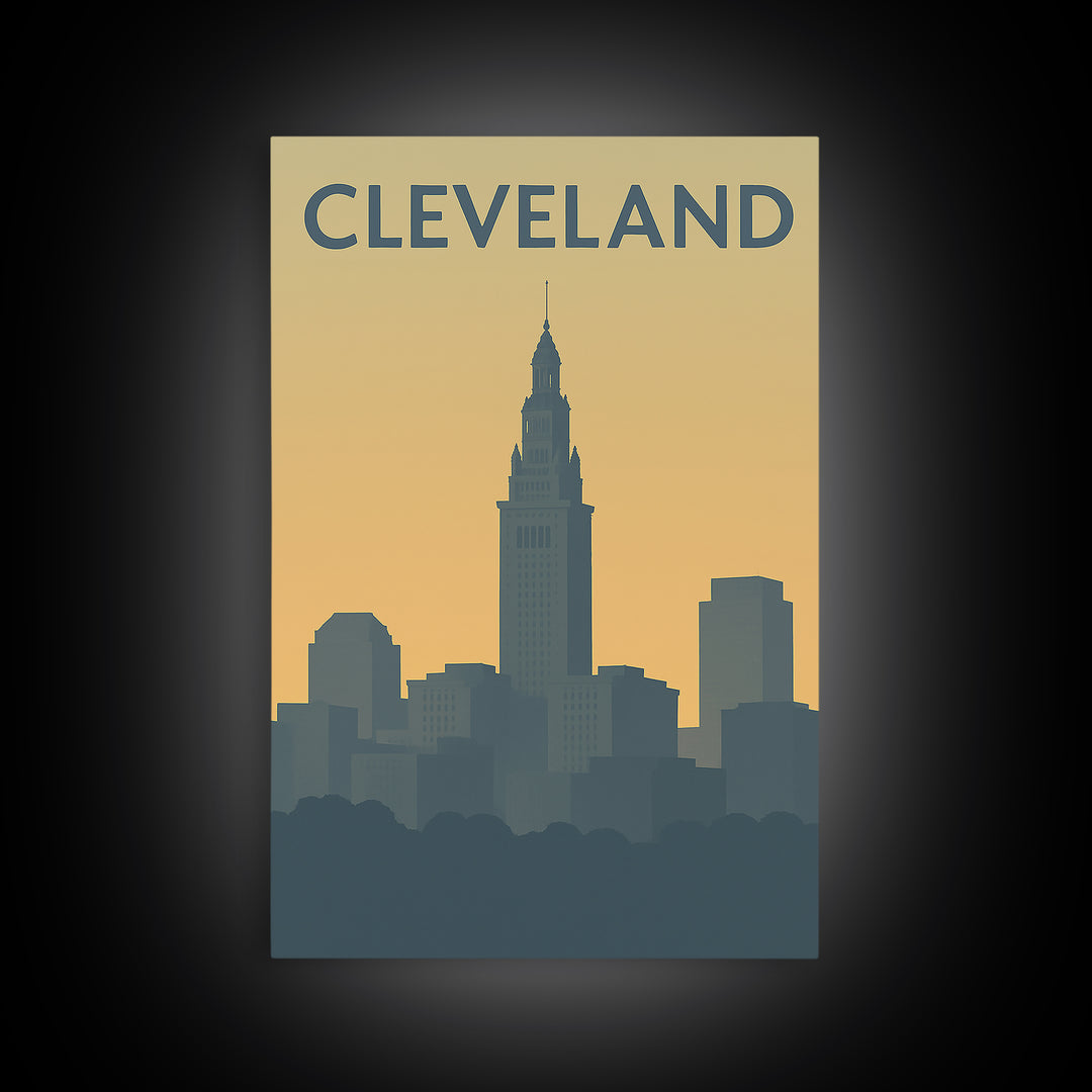 Cleveland Travel Poster, Canvas Print, Vintage City Poster Art, Cleveland Art Print, Travel Wall Art, Retro Travel Print, Travel Art Print