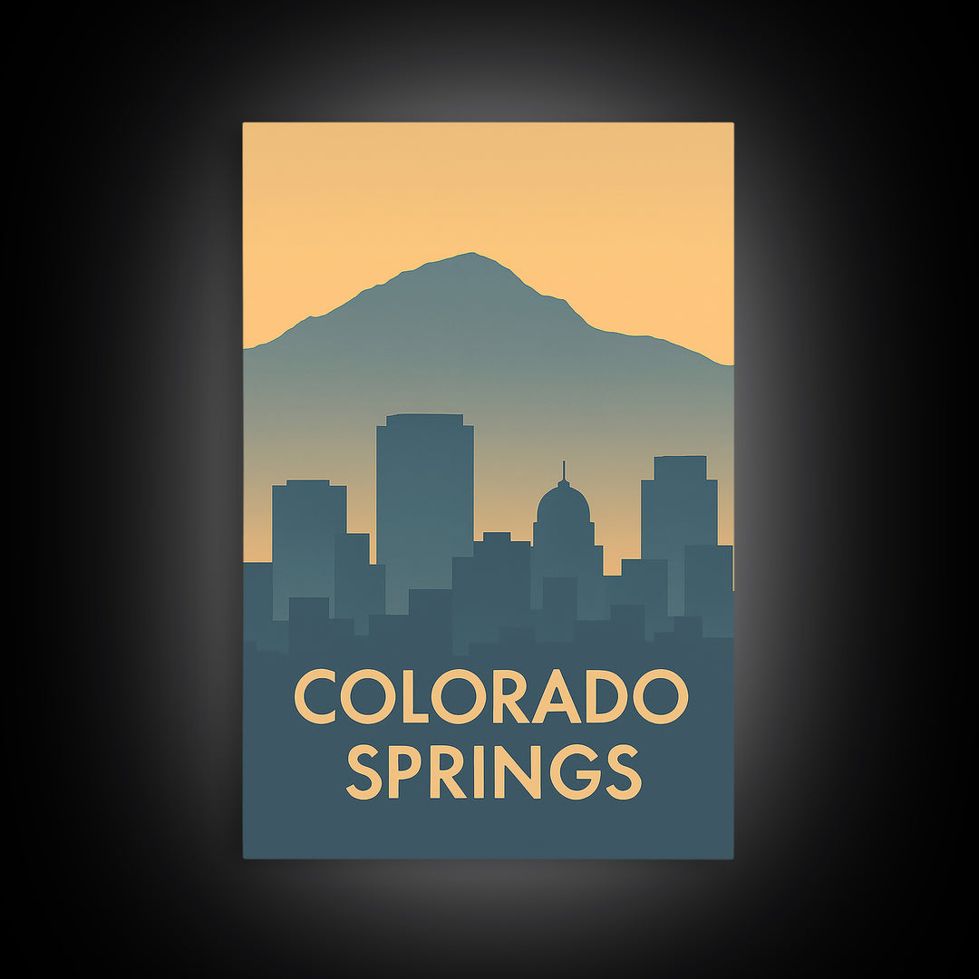 Colorado Springs Travel Poster, Canvas Print, Mid Century Travel Art, Colorado Springs Wall Art, Living Room Wall Art, Mid Century Wall Art