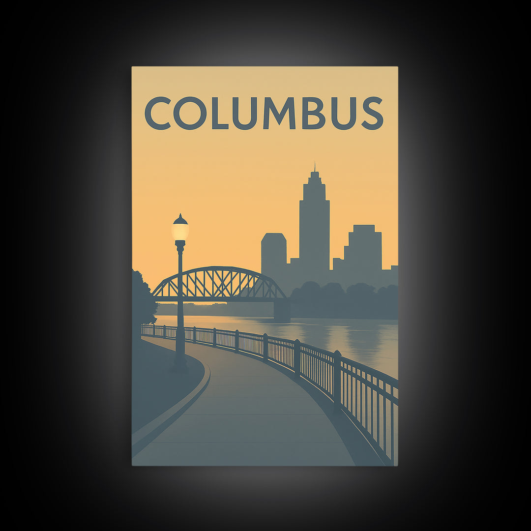 Columbus Ohio Travel Poster, Canvas Print, Mid Century Travel Art, Columbus Art Print, Wall Art, Eclectic Wall Decor, Travel Decor