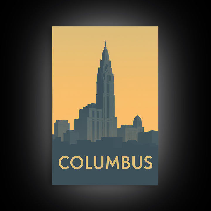 Columbus Travel Poster, Canvas Print, Mid Century Travel Art, Columbus Travel Art, Travel Poster Art, Travel Art Print, Modern Wall Decor