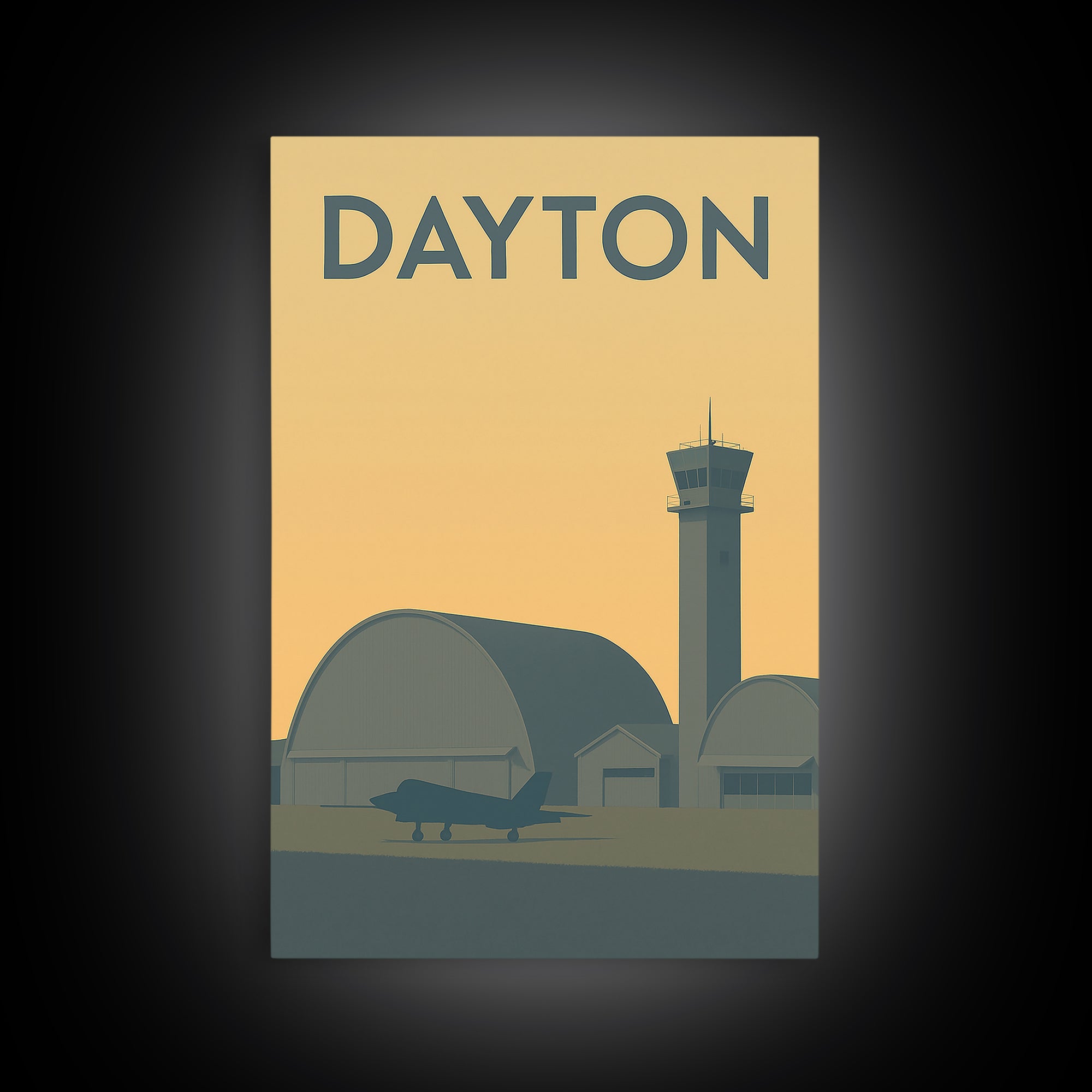 Dayton Travel Poster, Framed Canvas Print, Minimalist Retro Wall Art, Dayton Art Print, Modern Wall Decor, Home Office Decor, Poster Art