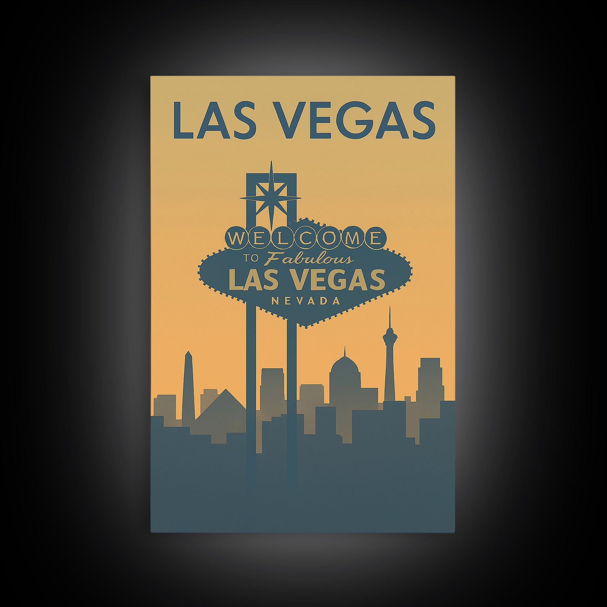 Las Vegas Travel Poster, Canvas Print, Minimalist Retro Wall Art, Las Vegas Travel Art, Mid Century Wall Art, Travel Poster Art