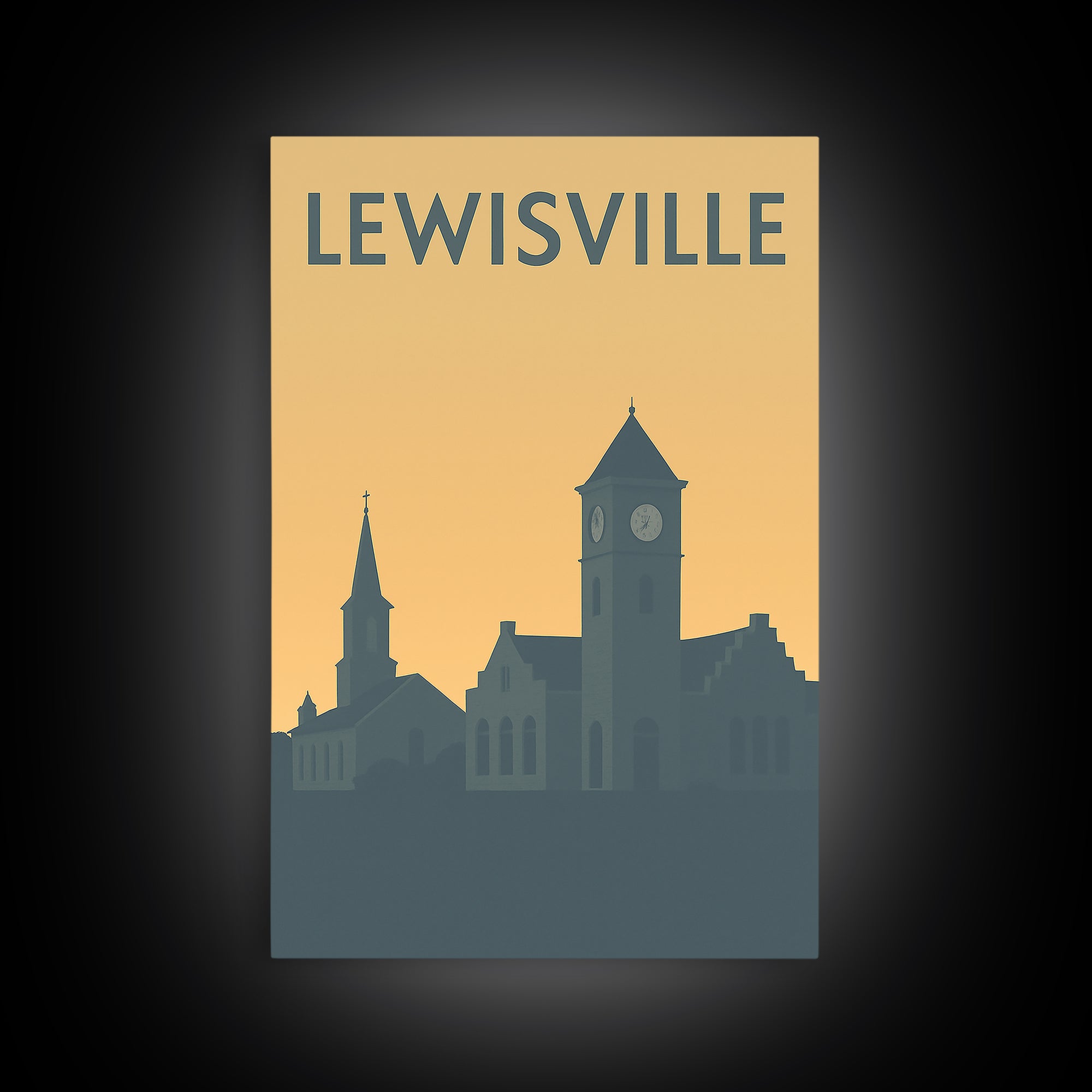 Lewisville Travel Poster, Canvas Print, Minimalist Retro Wall Art, Lewisville Wall Art, City Art Print, Wanderlust Decor, Travel Art Print