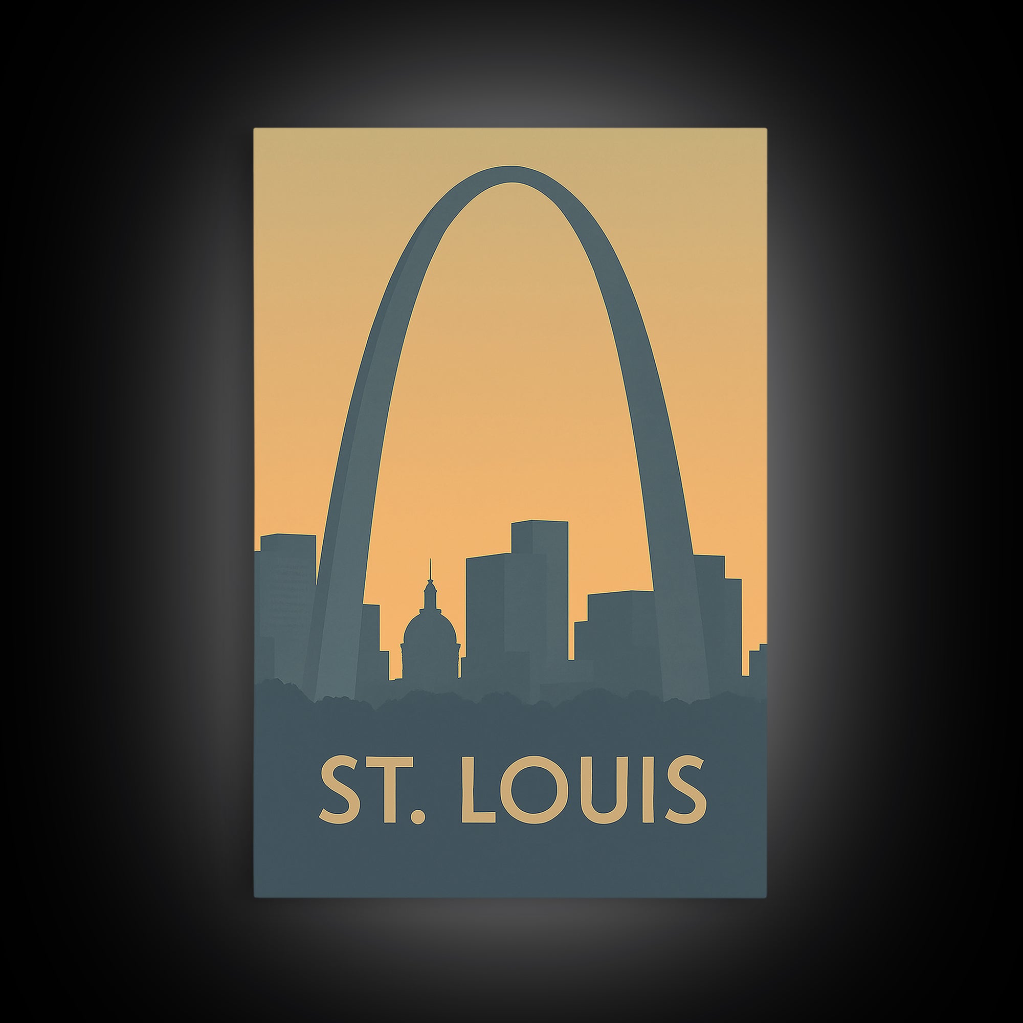 St Louis Missouri Travel Poster, Canvas Print, Sunset Skyline Wall Art, St Louis Art Print, Retro Travel Print, Wall Decor, Fine Art Print