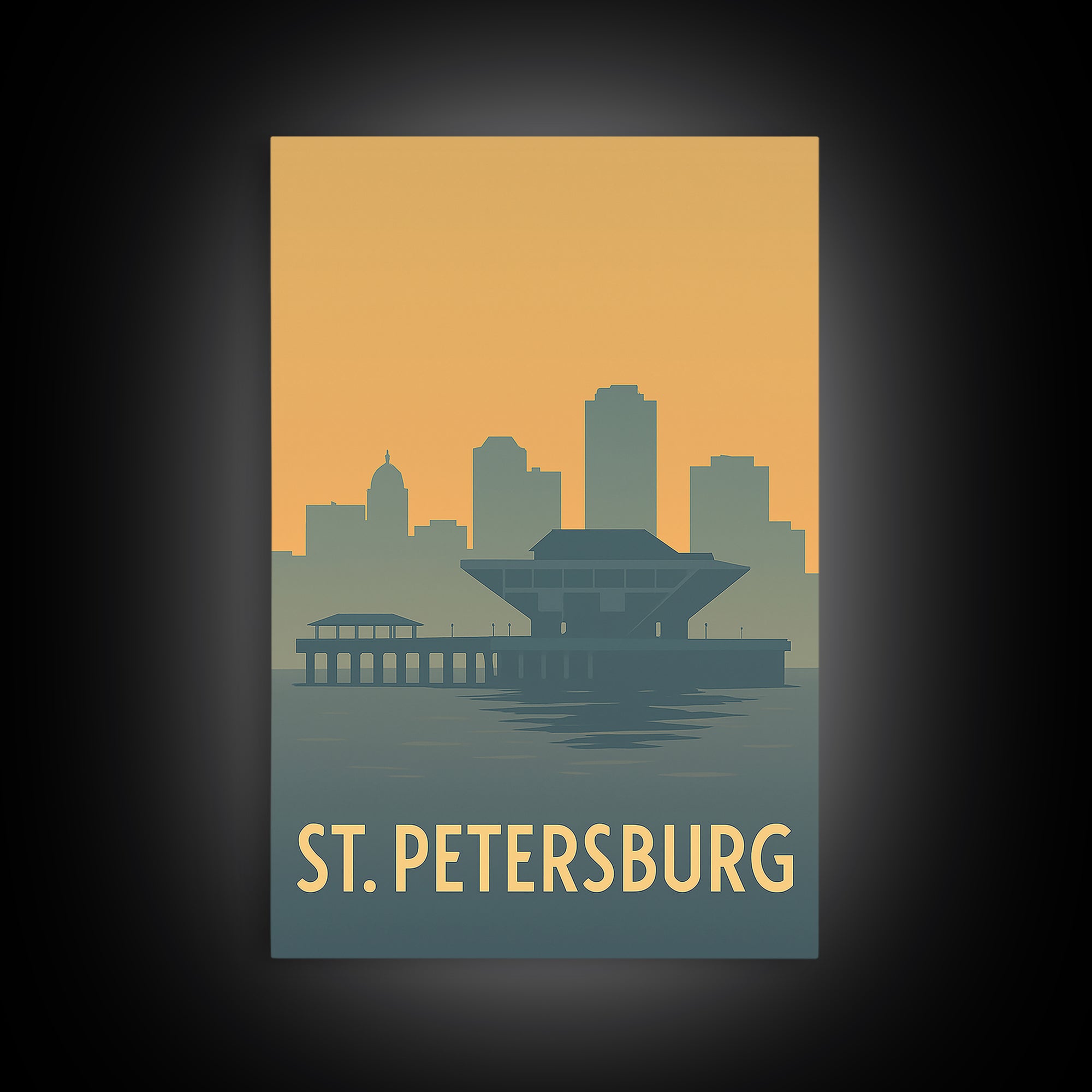 St Petersburg Travel Poster, Framed Canvas Print, Sunset Skyline Wall Art, St Petersburg Art Print, City Art Print, Fine Art Print