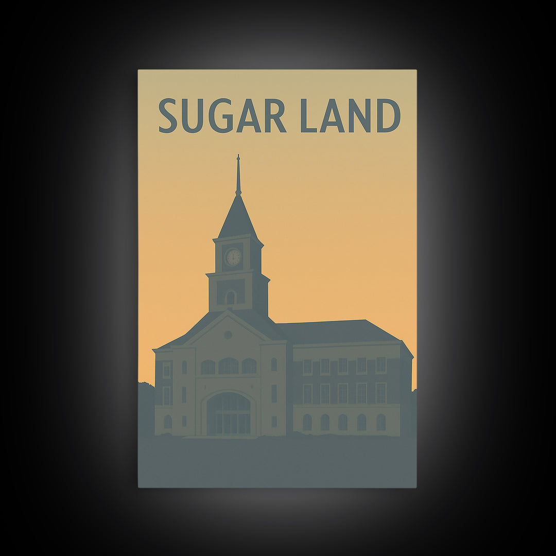 Sugar Land Texas Travel Poster, Canvas Print, Minimalist Retro Wall Art, Sugar Land City Art, Wanderlust Decor, Living Room Wall Art