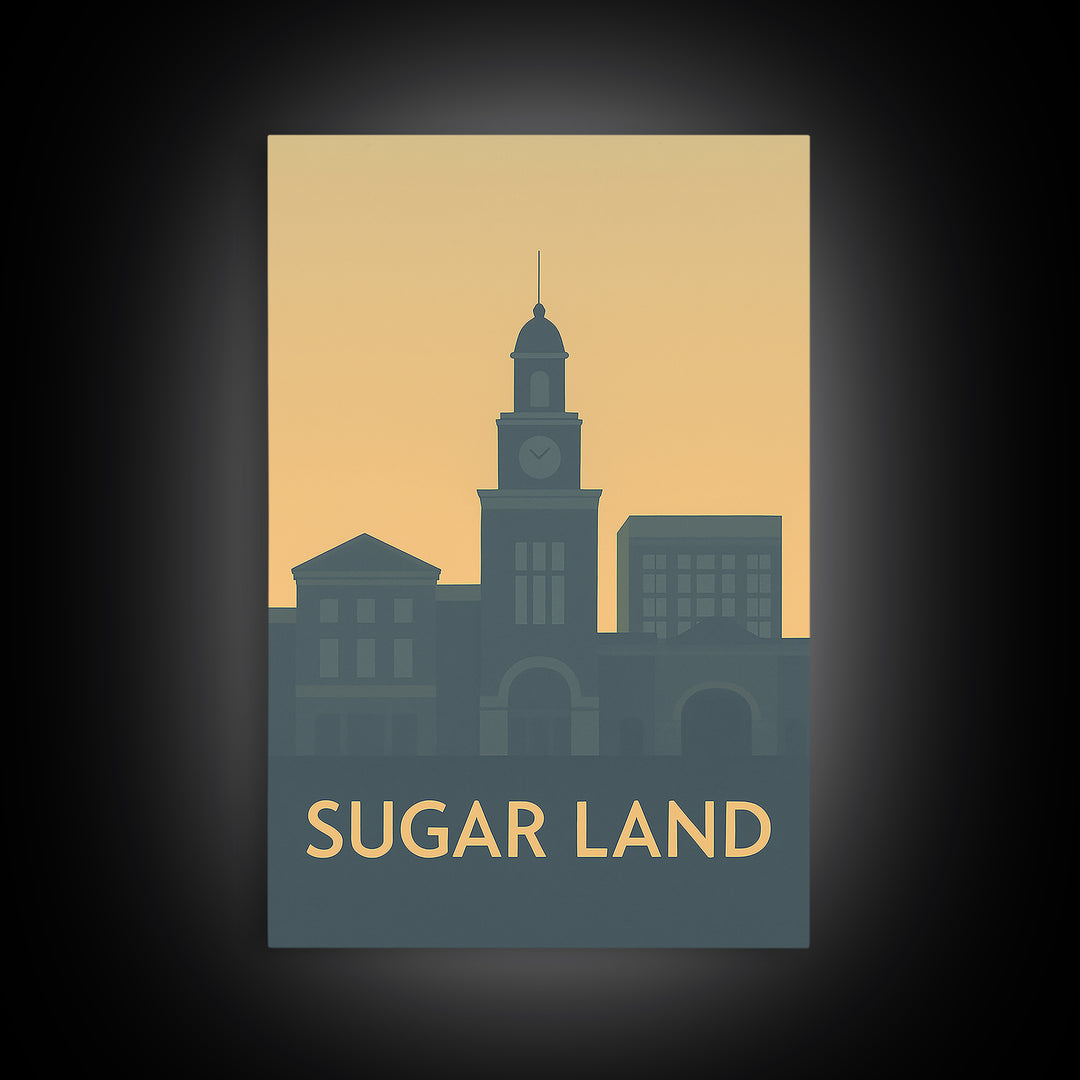 Sugar Land Travel Poster, Canvas Print, Mid Century Travel Art, Sugar Land Art Print, Travel Wall Art, Vintage Travel Print, Poster Art