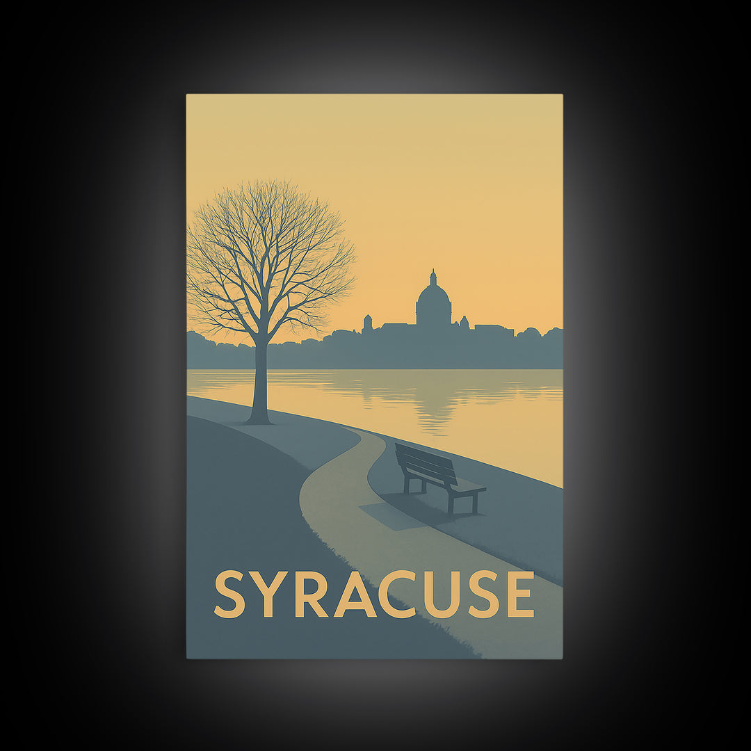 Syracuse Travel Poster, Canvas Print, Minimalist Retro Wall Art, Syracuse City Art, Home Office Decor, Mid Century Wall Art, Home Decor