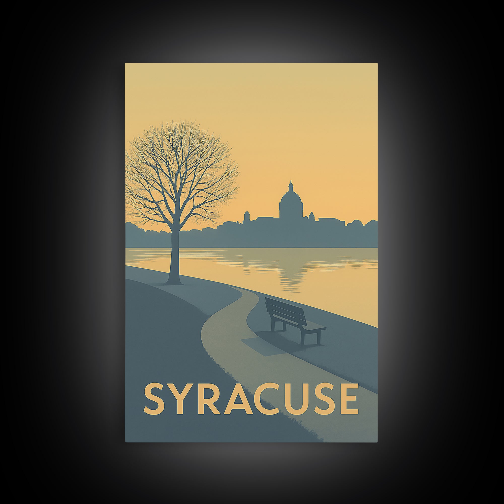 Syracuse Travel Poster, Canvas Print, Minimalist Retro Wall Art, Syracuse City Art, Home Office Decor, Mid Century Wall Art, Home Decor