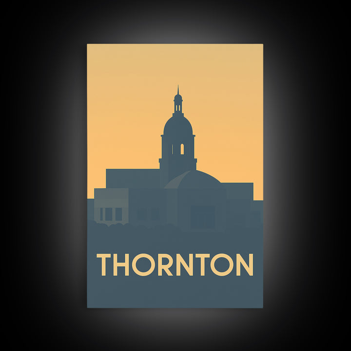 Thornton Travel Poster, Framed Canvas Print, Vintage City Poster Art, Thornton Art Print, Vintage Travel Art, City Illustration