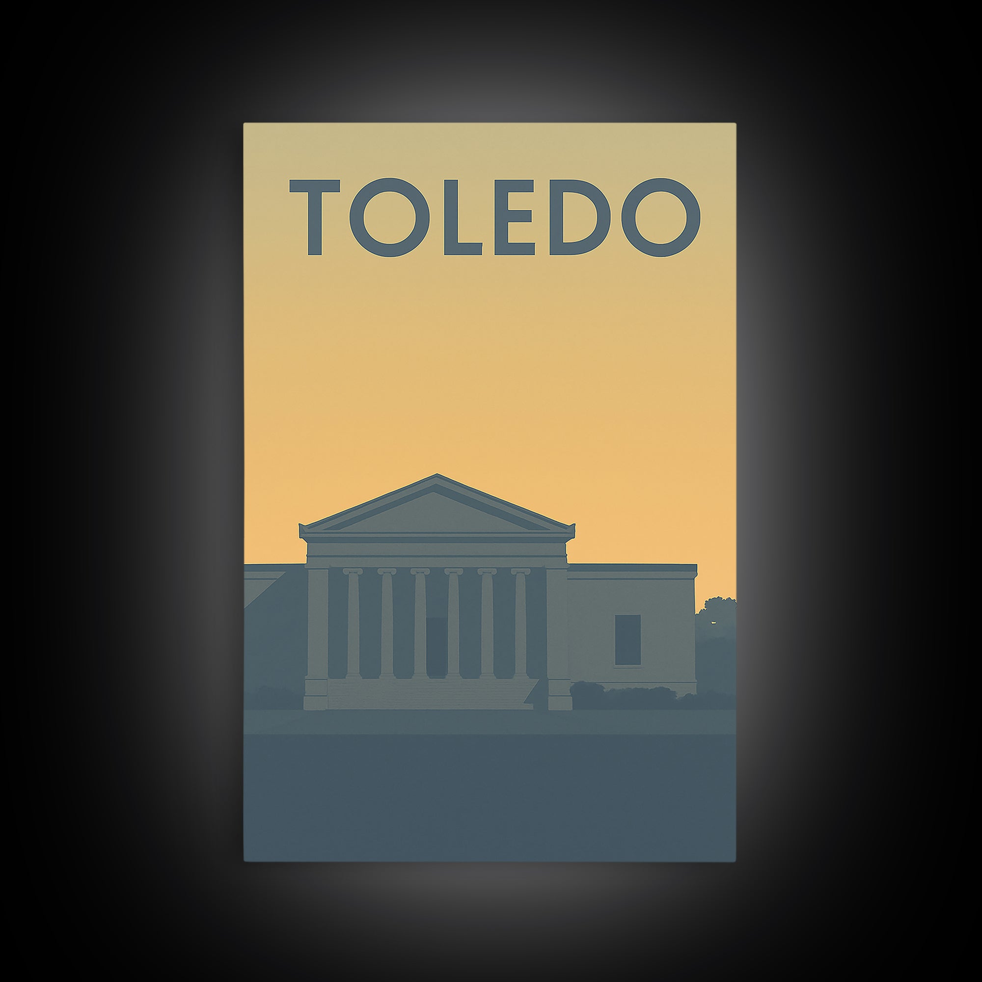 Toledo Travel Poster, Framed Canvas Print, Mid Century Travel Art, Toledo Art Print, Gift For Travelers, Modern Wall Decor, City Art Print