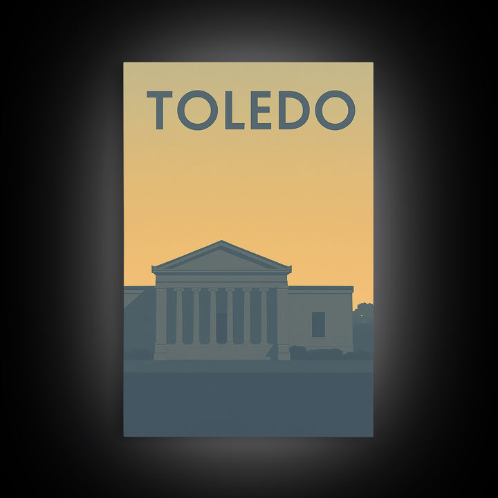 Toledo Travel Poster, Framed Canvas Print, Mid Century Travel Art, Toledo Art Print, Gift For Travelers, Modern Wall Decor, City Art Print