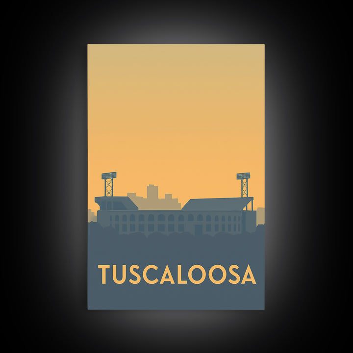 Tuscaloosa Alabama Travel Poster, Canvas Print, Sunset Skyline Wall Art, Tuscaloosa Travel Art, Living Room Wall Art, City Art Print