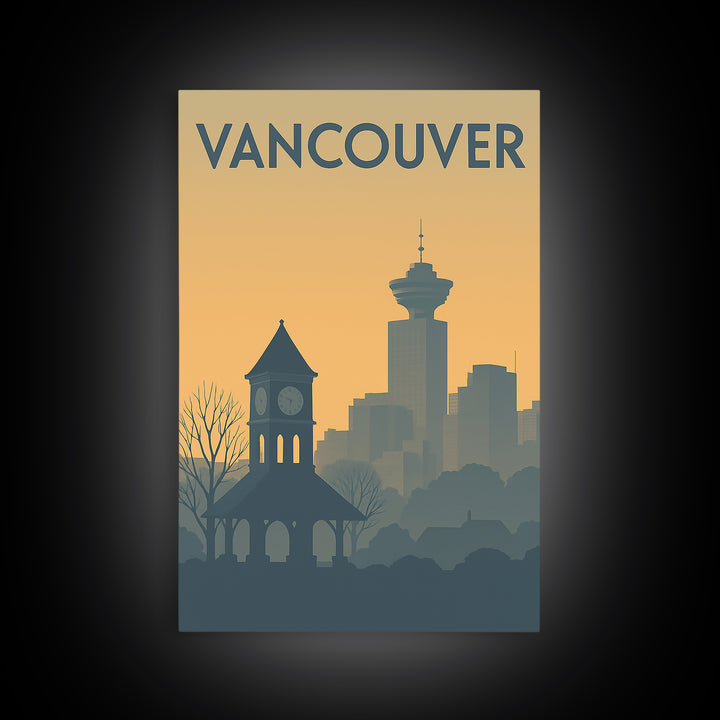Vancouver Washington Travel Poster, Canvas Print, Sunset Skyline Wall Art, Vancouver Poster Print, City Art Print, Wall Art, Poster Art