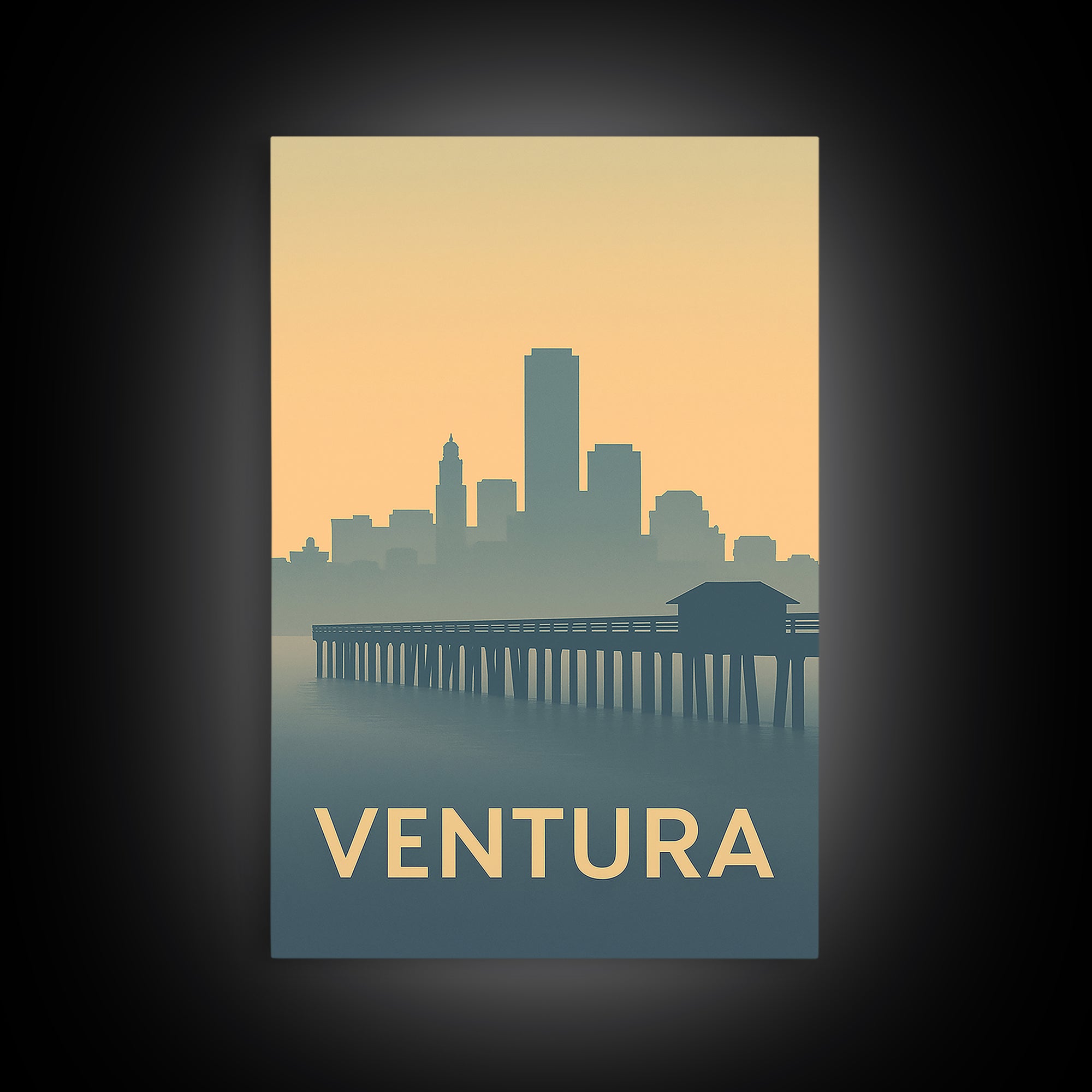 Ventura Travel Poster, Framed Canvas Print, Mid Century Travel Art, Ventura Art Print, Vintage Travel Art, Vintage Travel Print