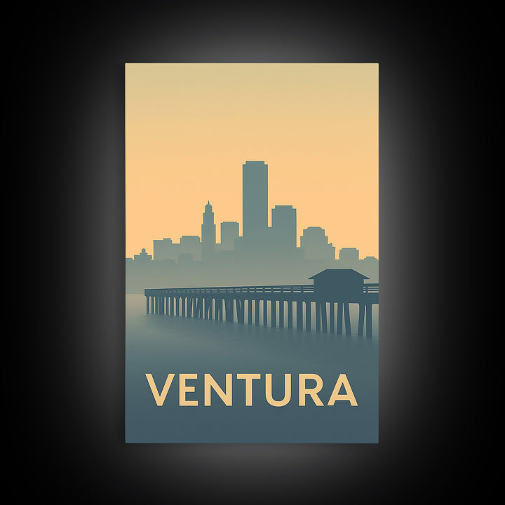 Ventura Travel Poster, Framed Canvas Print, Mid Century Travel Art, Ventura Art Print, Vintage Travel Art, Vintage Travel Print