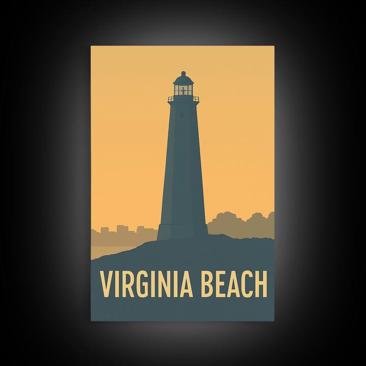 Virginia Beach Virginia Travel Poster, Canvas Print, Sunset Skyline Wall Art, Virginia Beach Wall Art, Vintage Travel Art, Fine Art Print