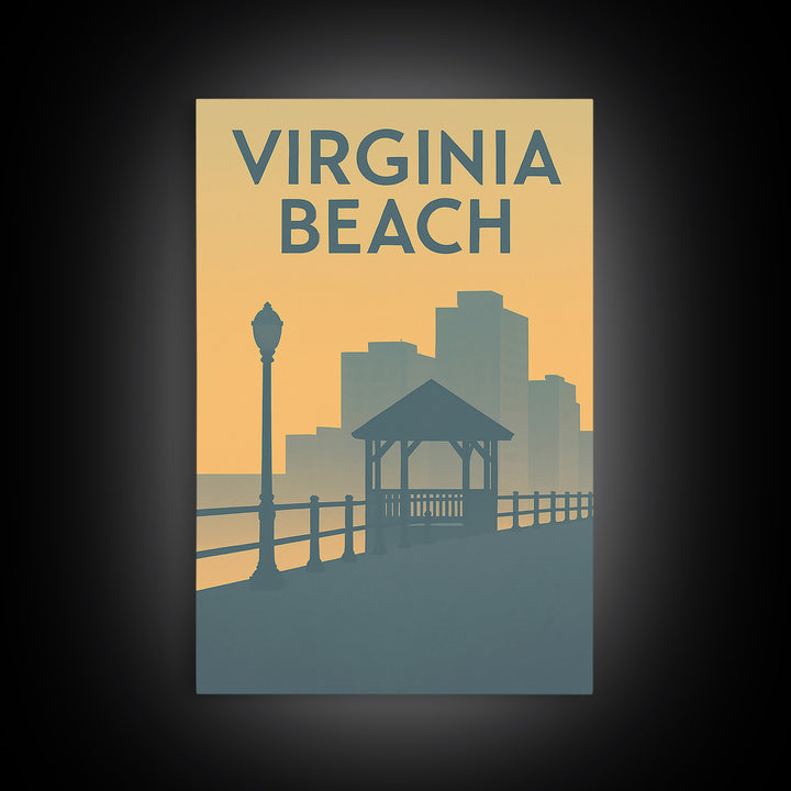 Virginia Beach Travel Poster, Framed Canvas Print, Vintage City Poster Art, Virginia Beach Art Print, Vintage City Art, Gift For Travelers