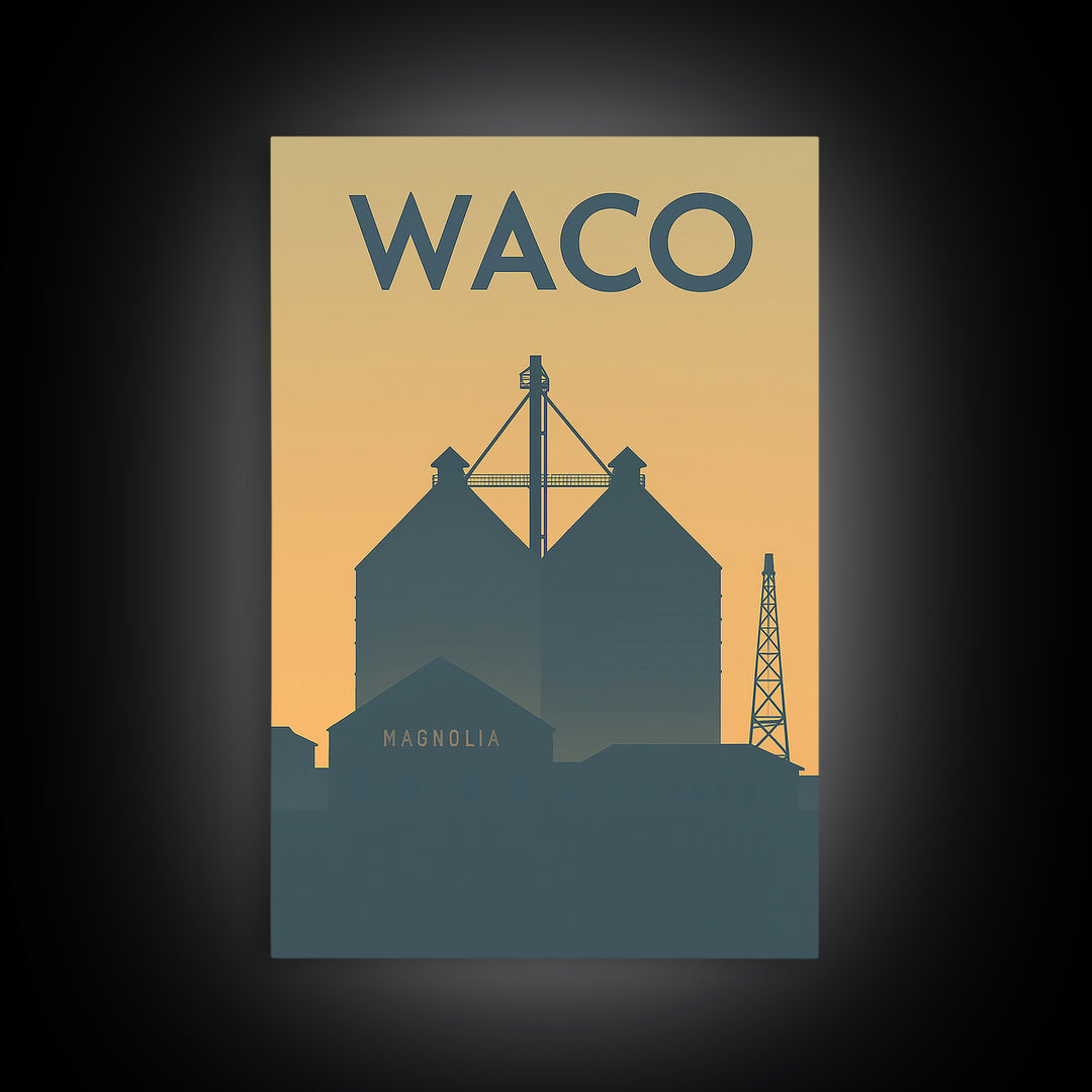 Waco Travel Poster, Canvas Print, Vintage City Poster Art, Waco Art Print, Mid Century Wall Art, Vintage City Poster, Vintage Travel Art
