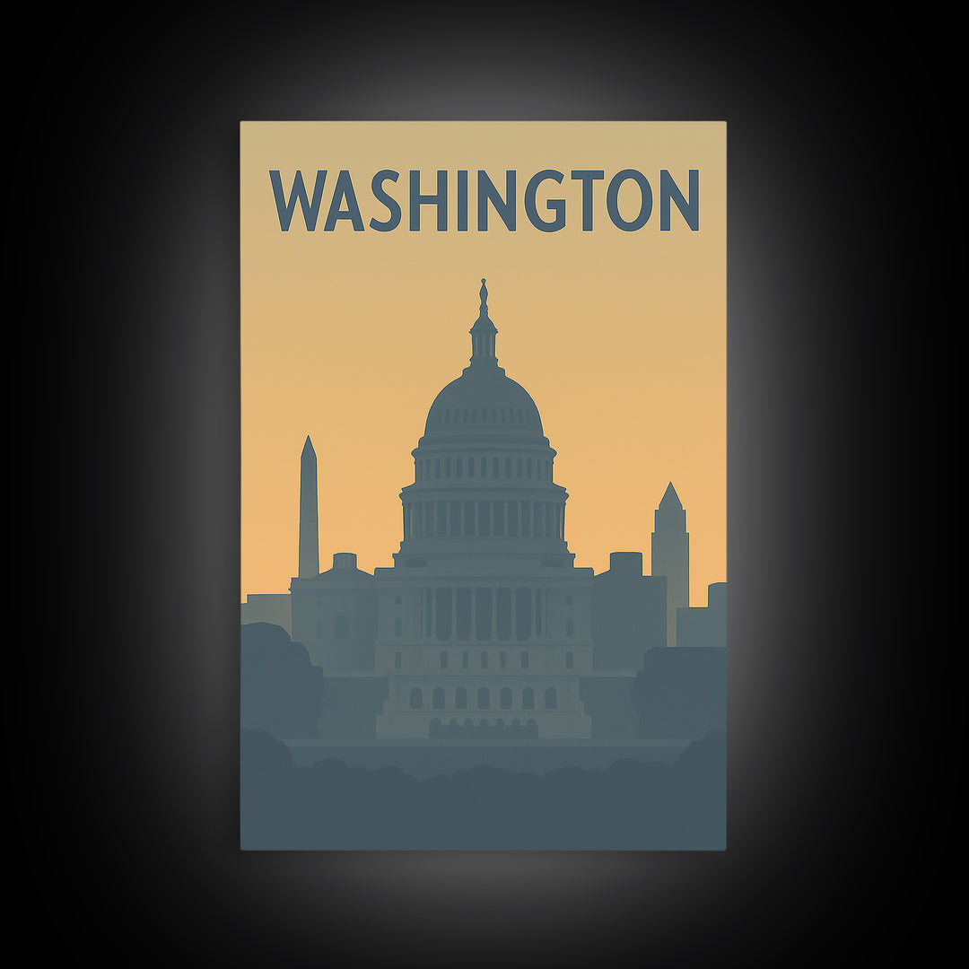 Washington Travel Poster, Canvas Print, Mid Century Travel Art, Washington Art Print, Living Room Wall Art, Eclectic Wall Decor