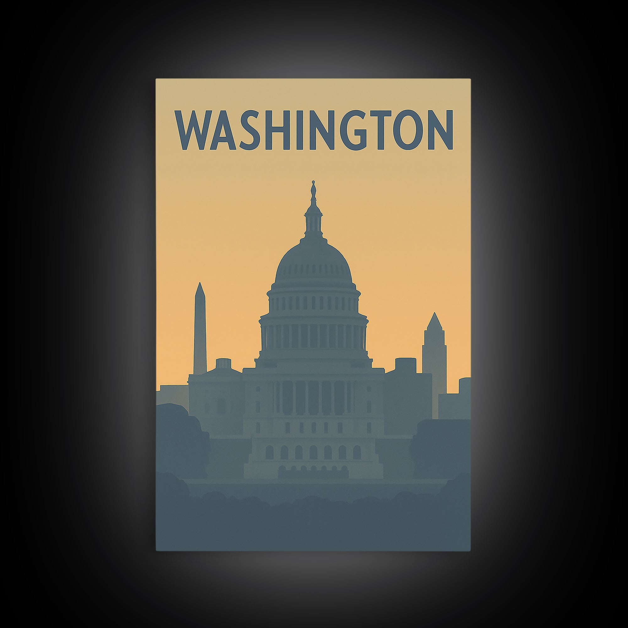 Washington Travel Poster, Canvas Print, Mid Century Travel Art, Washington Art Print, Living Room Wall Art, Eclectic Wall Decor