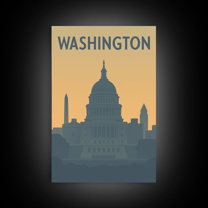 Washington Travel Poster, Canvas Print, Mid Century Travel Art, Washington Art Print, Living Room Wall Art, Eclectic Wall Decor