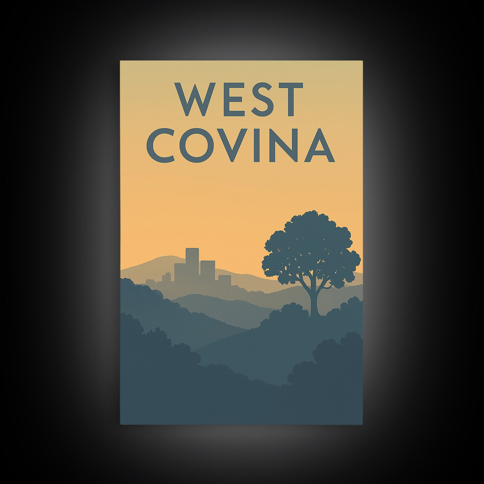 West Covina California Travel Poster, Canvas Print, Mid Century Travel Art, West Covina Wall Art, Wall Art, Fine Art Print, Travel Print