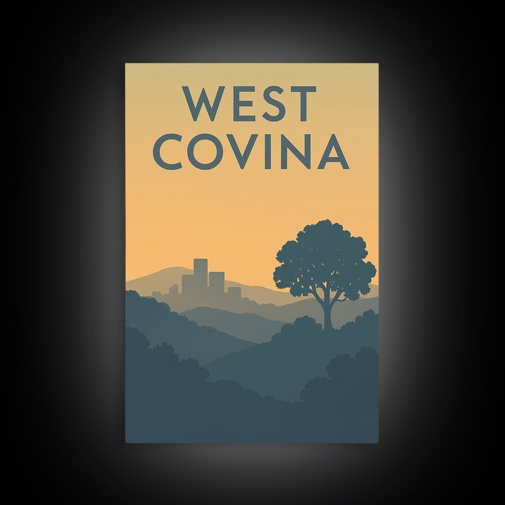 West Covina California Travel Poster, Canvas Print, Mid Century Travel Art, West Covina Wall Art, Wall Art, Fine Art Print, Travel Print